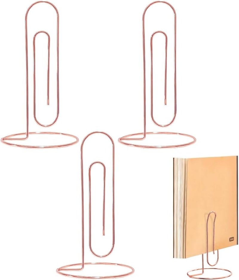 XyviLokit 4 Pack Large Paper Clip Memo Holder for Desk,Letter Holder,Paper Stand for Desk,Letter & Bill Storage,Mail Organizer Office Accessories Desktop Message Office Decor (Rose Gold) - Image 1